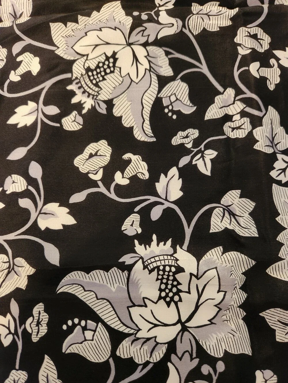 Diane von Furstenberg Scarf Black, Gray & White Floral, 31